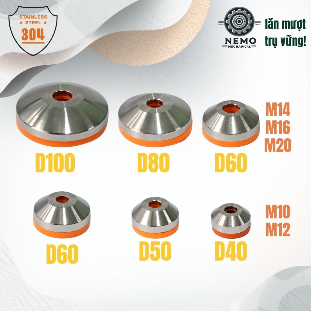 Chân Tăng Chỉnh Inox 304 Ren M14 – Đế Bát Dày Chịu Tải Siêu Nặng 600kg, Chống Ăn Mòn Tuyệt Đối